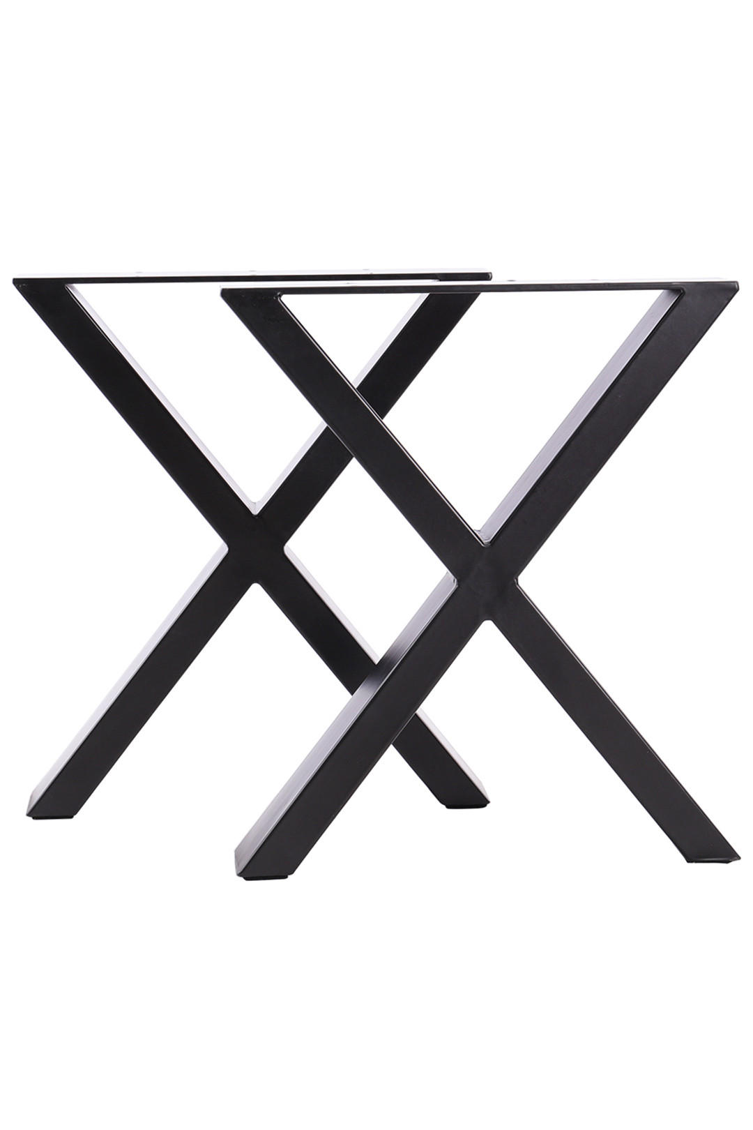 TISCHBEINE 2-tlg Set 40-cm hohe X-förmige aus Eisen in Schwarz Einfache Montage 35 x 7 x 40 cm - Schwarz, Metall (35/40/7cm) - Livingandhome