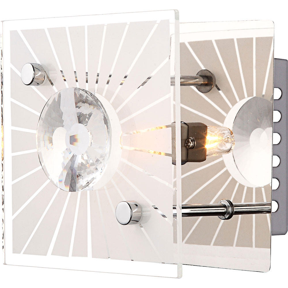 LED WANDLEUCHTE Metall Silber Kristalloptik - Silberfarben, Glas (11/10/11cm) - Globo Lighting