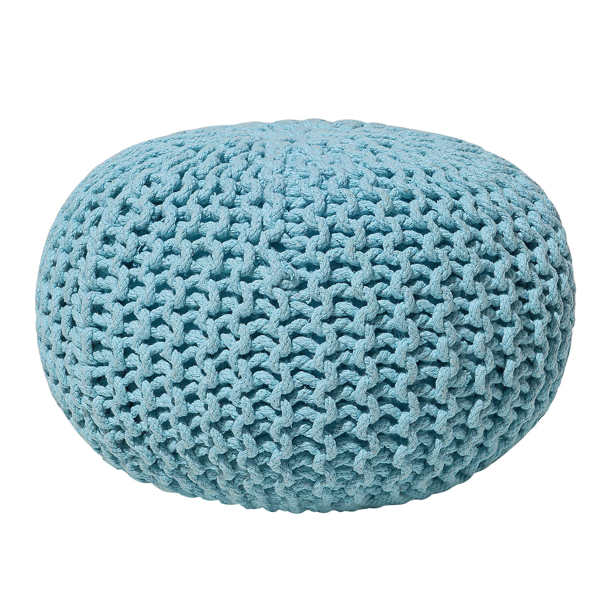POUF Conrad 40/40/25 cm - Hellblau, Naturmaterialien/Textil (40/25/40cm) - Beliani
