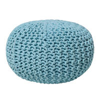 POUF Conrad 40/40/25 cm - Hellblau, Naturmaterialien/Textil (40/25/40cm) - Beliani