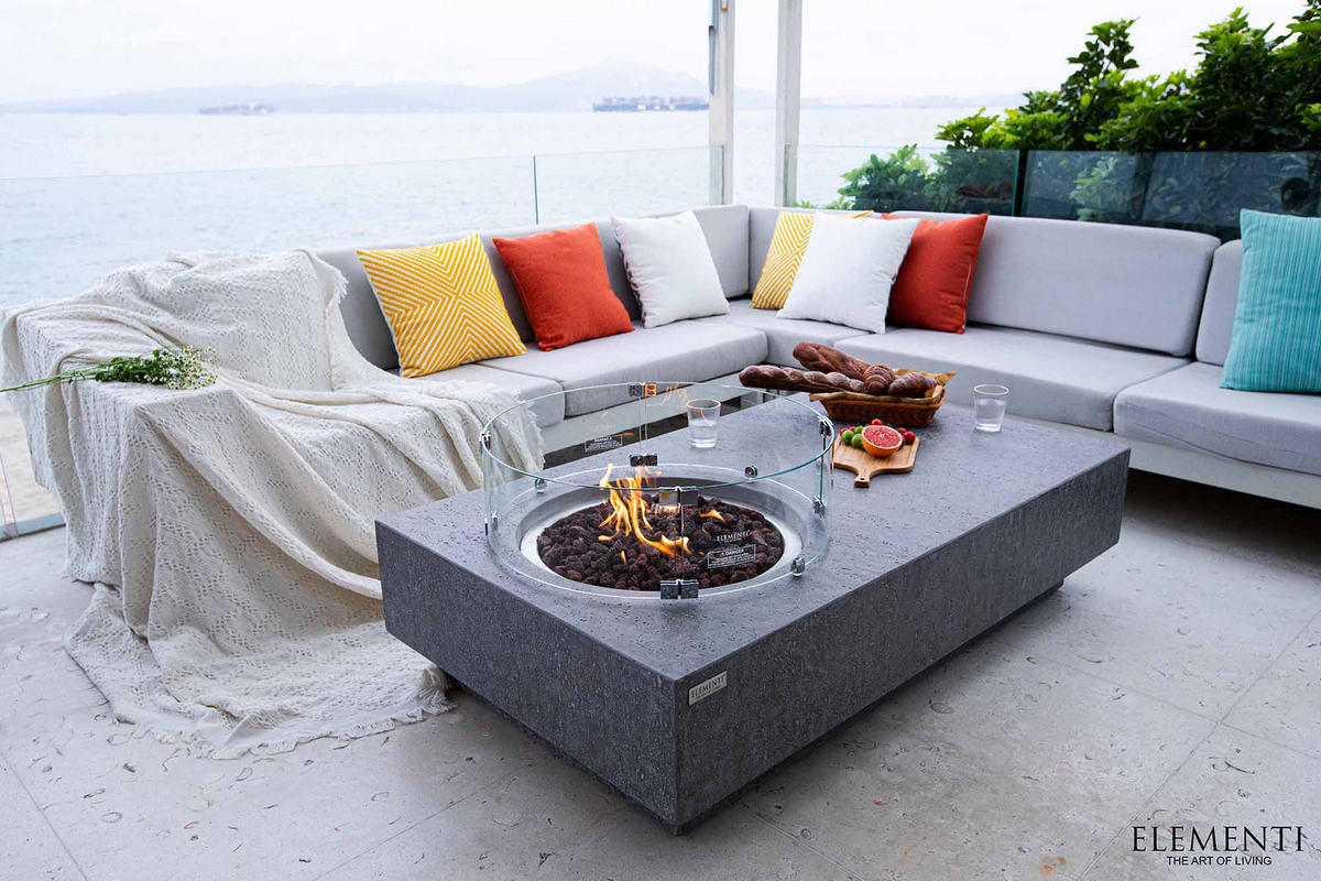 FEUERSTELLE Ubinas in Beton-Optik grau aus Faserbeton - Grau, Stein (86/46/147cm) - Elementi