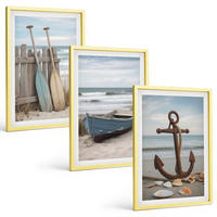 BILDER SET 3er Set - 40x60 cm Goldrahmen - Strandbootanker Sand - Goldfarben, Kunststoff (40/60cm) - TULUP