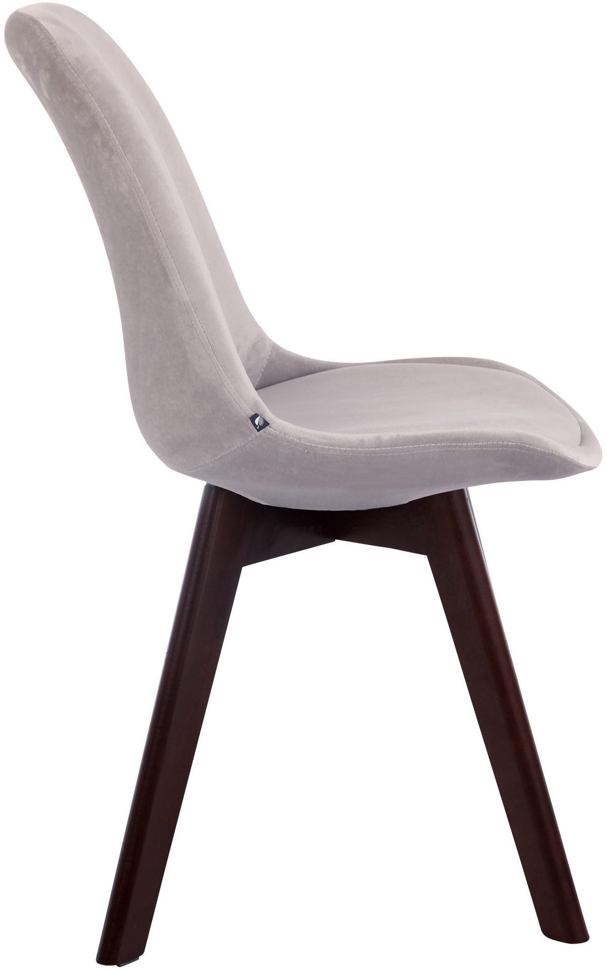 STUHL 4er Set Samt grau - Walnussfarben/Grau, Holz/Textil (48/84/55cm) - CLP