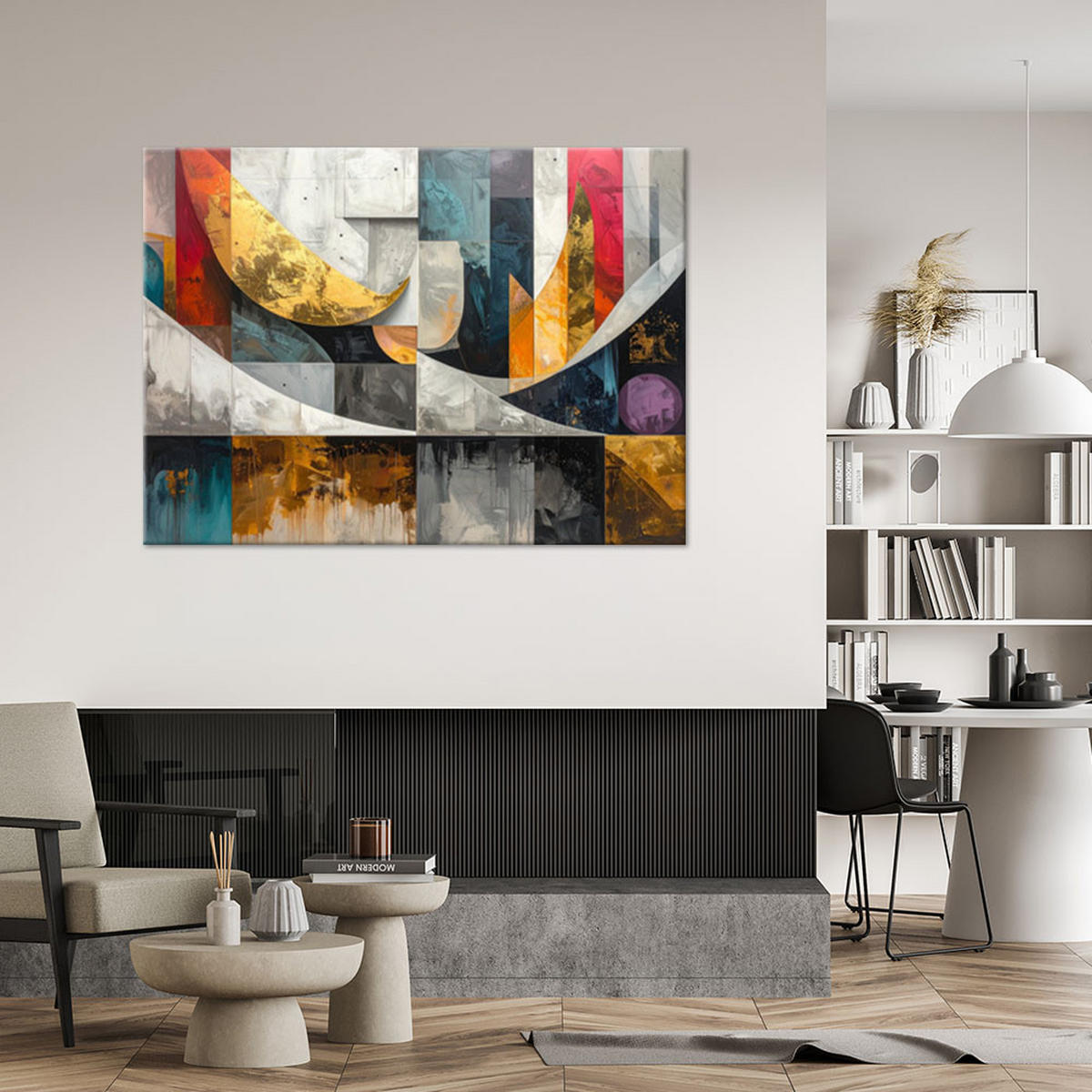 LEINWANDBILDER, Bunte geometrische Abstrakt - Multicolor, Textil (120/80cm) - Feeby
