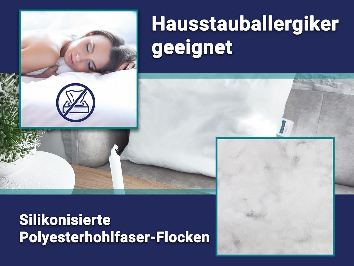 KOPFKISSEN, 60x80 cm, 65% Polyester, 35% Baumwolle, Weiß - Weiß, Textil (60/80cm) - Zollner