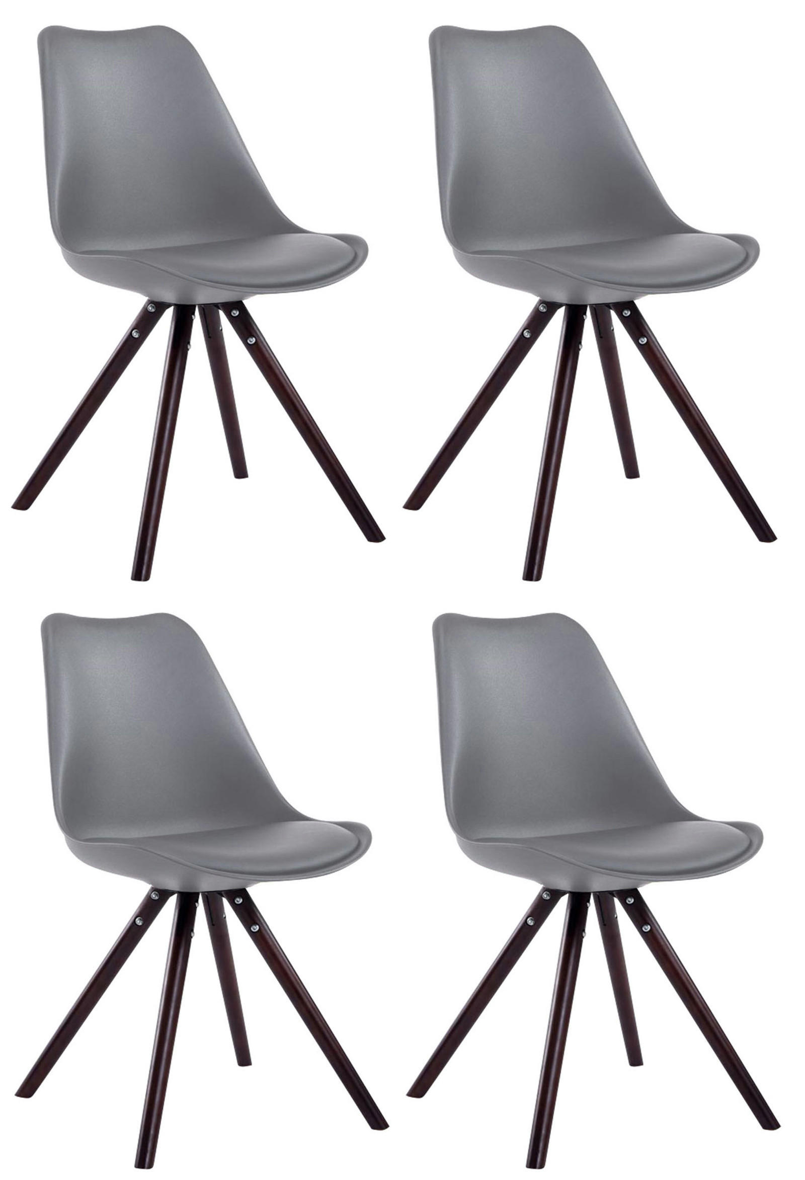 STUHL 4er Set Lederlook grau - Grau/Cappuccino, Holz/Textil (48/83/56cm) - CLP