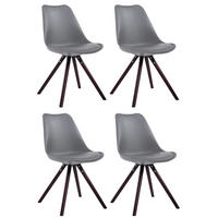 STUHL 4er Set Lederlook grau - Grau/Cappuccino, Holz/Textil (48/83/56cm) - CLP