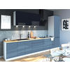 KÜCHENZEILE Florence 8-teilig Schwarzblau / Taubenblau 392 / 59 / 207 cm - Blau/Schwarz, Holzwerkstoff (392/207/59cm) - Feldmann-Wohnen