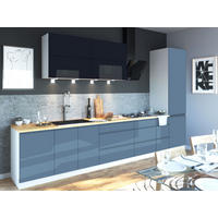 KÜCHENZEILE Florence 8-teilig Schwarzblau / Taubenblau 392 / 59 / 207 cm - Blau/Schwarz, Holzwerkstoff (392/207/59cm) - Feldmann-Wohnen