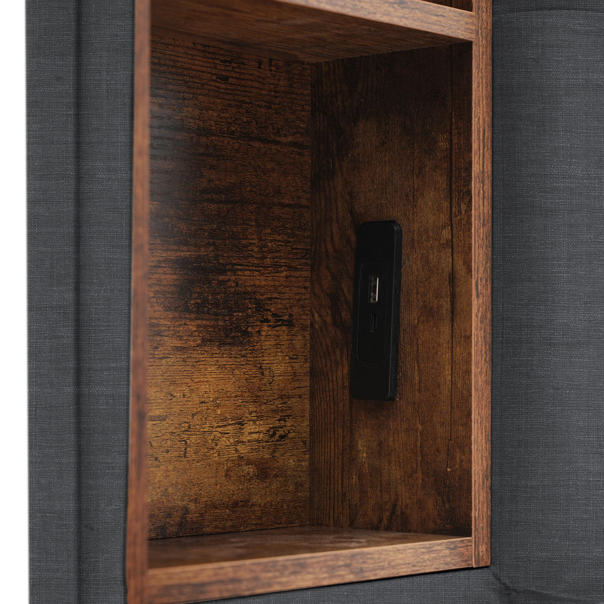 POLSTERBETT 160/200 cm in Grau Leinen mit 4 Schubladen, Kabellosem Laden, USB und Type-C - Grau, Holzwerkstoff/Textil (160/200cm) - STILVORA