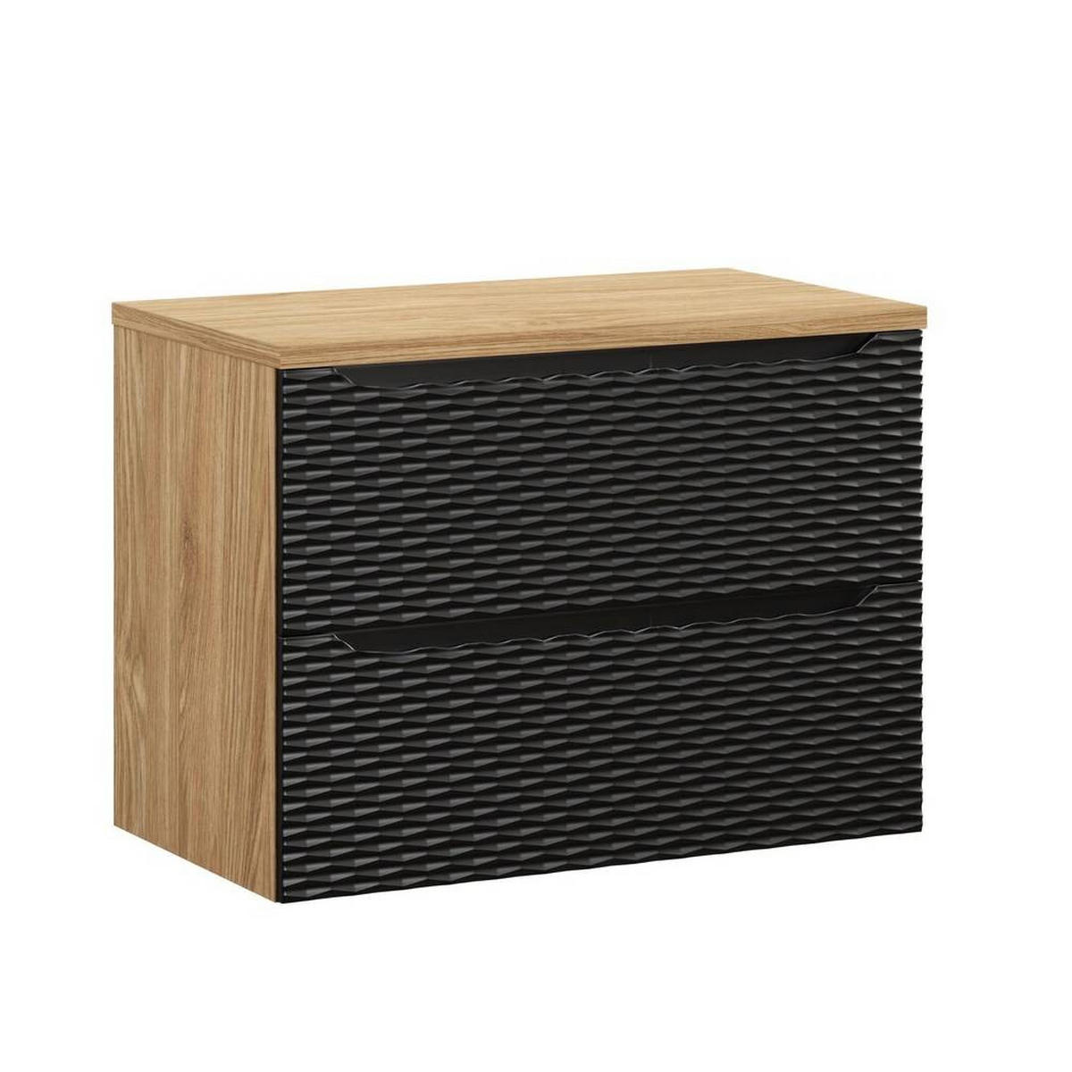 WASCHBECKENUNTERSCHRANK 80 cm 2 Teile - Ocean Black O BM453 in Schwarz / Geölter Eiche - Schwarz, Holz (80/57/46cm)