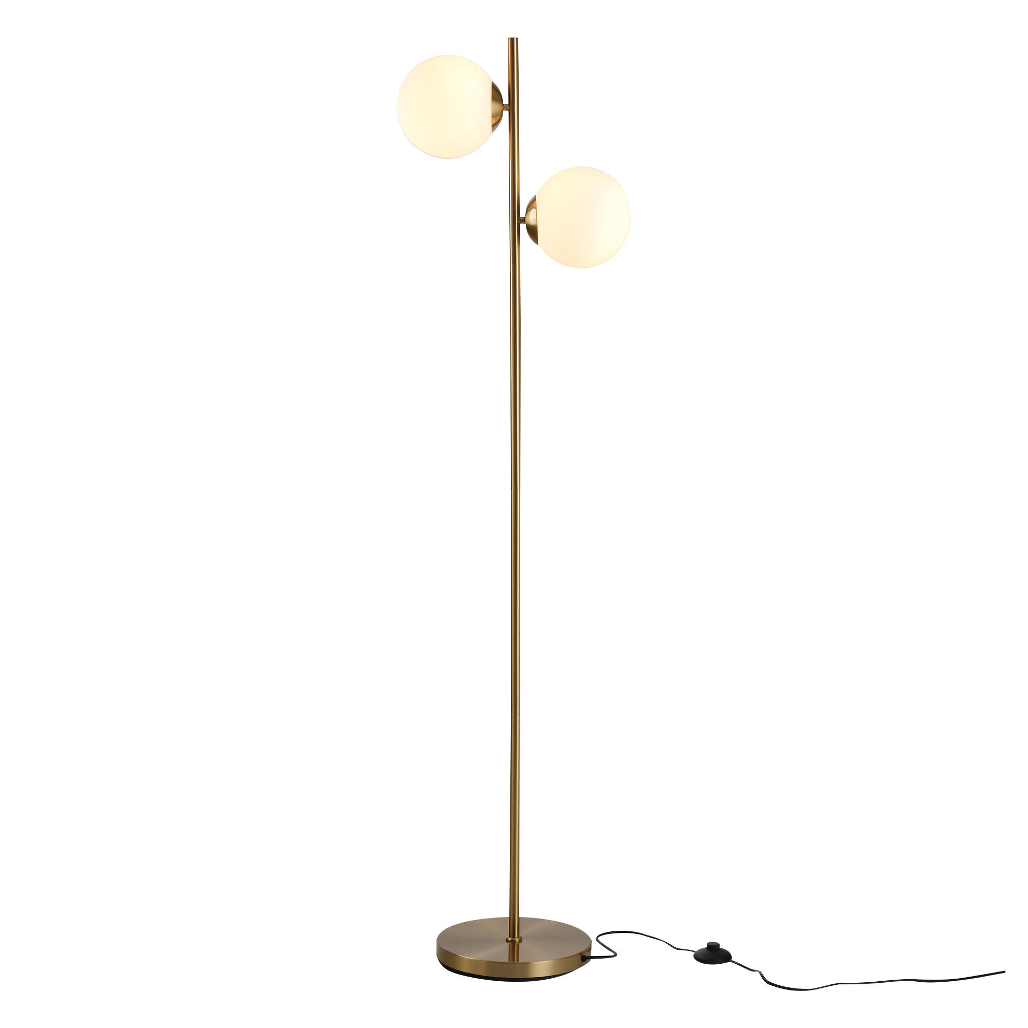 STEHLEUCHTE 39/28/165 cm Golden mit Glas-Lampenschirm (2 Artikel) - Goldfarben, Metall (39/28/165cm) - Oxeza