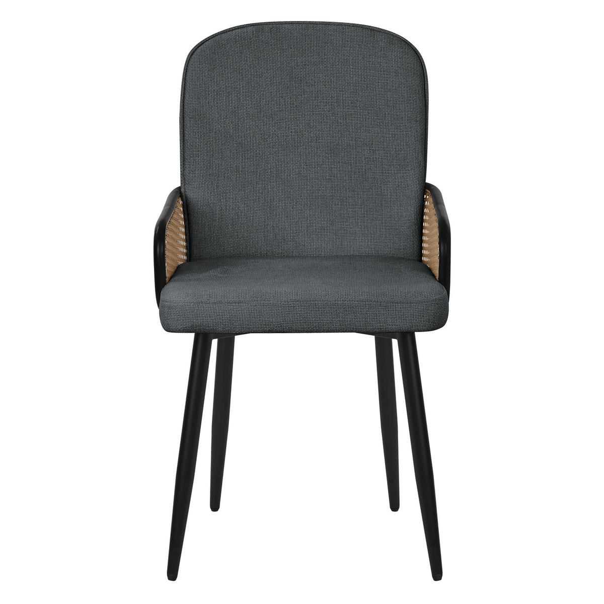 ESSZIMMERSTÜHLE 6er Set Anthrazit mit Stoffbezug Rattan Optik - Anthrazit/Schwarz, Naturmaterialien/Textil (51/91/61cm) - ML-DESIGN