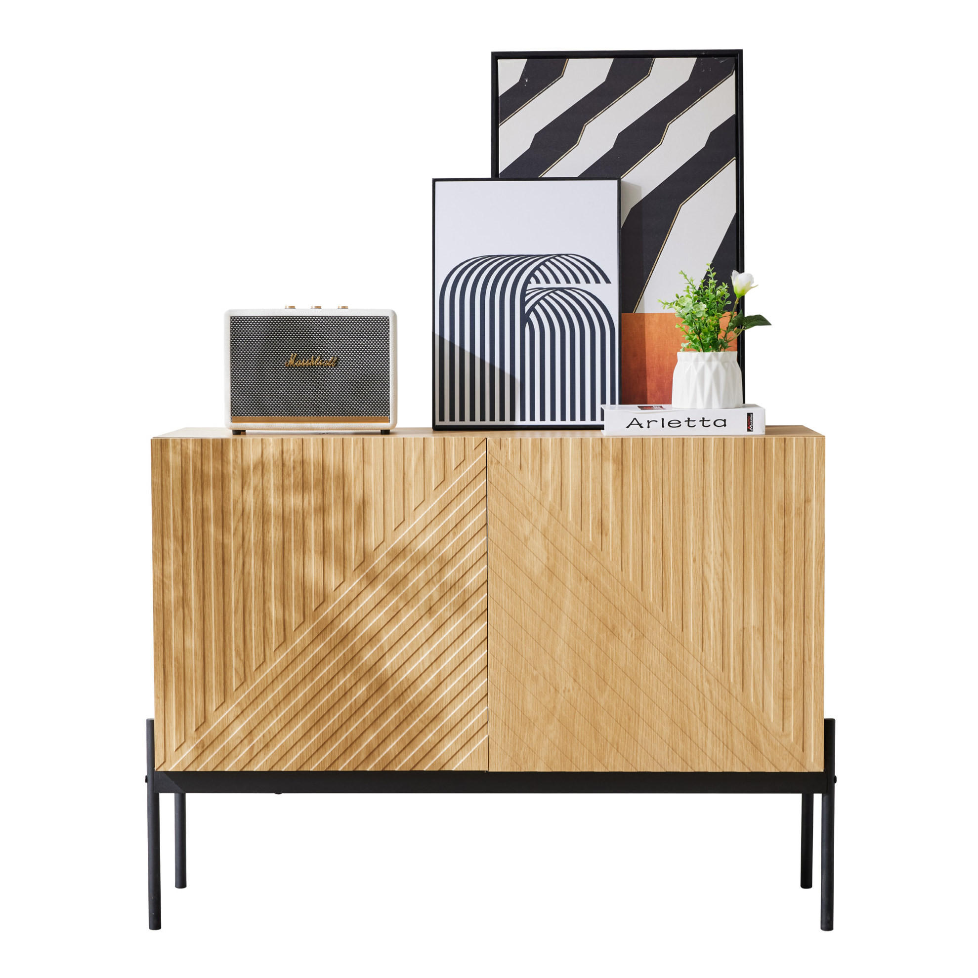 SIDEBOARD 100/40/75 cm aus Spanplatte mit Metallbeinen Natur - Naturfarben, Holzwerkstoff (100/75/40cm) - Modenvie