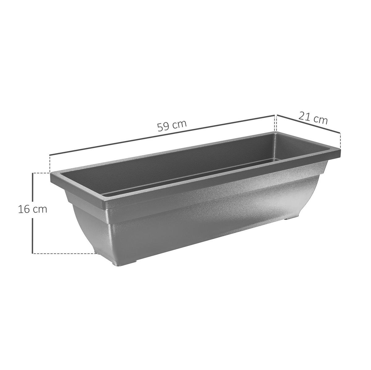 BLUMENKASTEN aus Kunststoff 59x21x16 cm in Grau stapelbar - Grau, Kunststoff (21/16/59cm) - Modfu