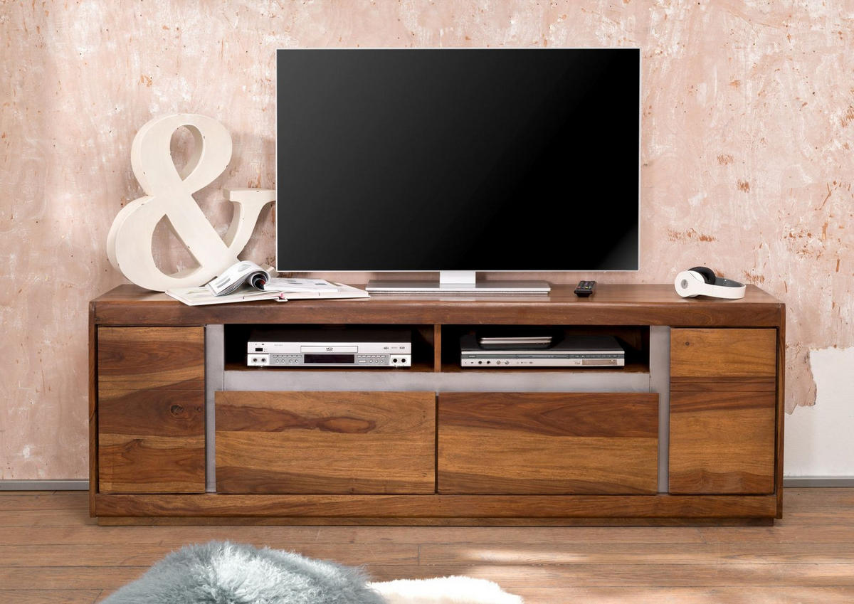 TV-BOARD Sheesham 180x40x60 noble unique lackiert SYDNEY #143 - Braun, Holz (180/60/40cm) - Massivmoebel24
