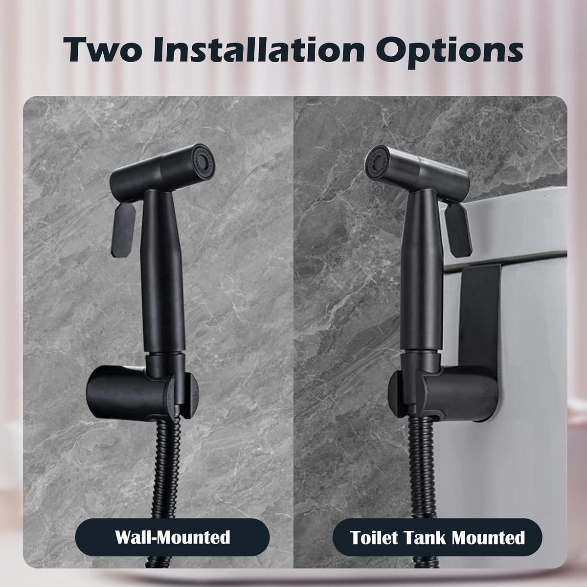 WC-BIDET-AUFSATZ – Schwarz – Handspülung – G1/2 Umsteller - Schwarz, Metall (22.5/6/12.5cm)