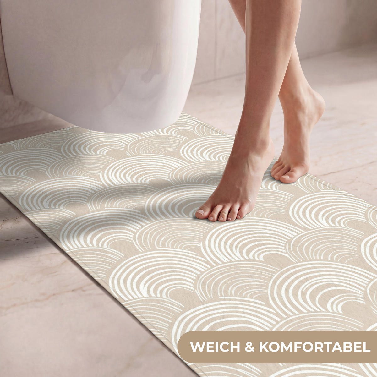 WC PŘEDLOŽKA Vlny - Textura - Béžová 60x120 cm - kašmírová, textil/plast (60/1cm) - OnlyWow