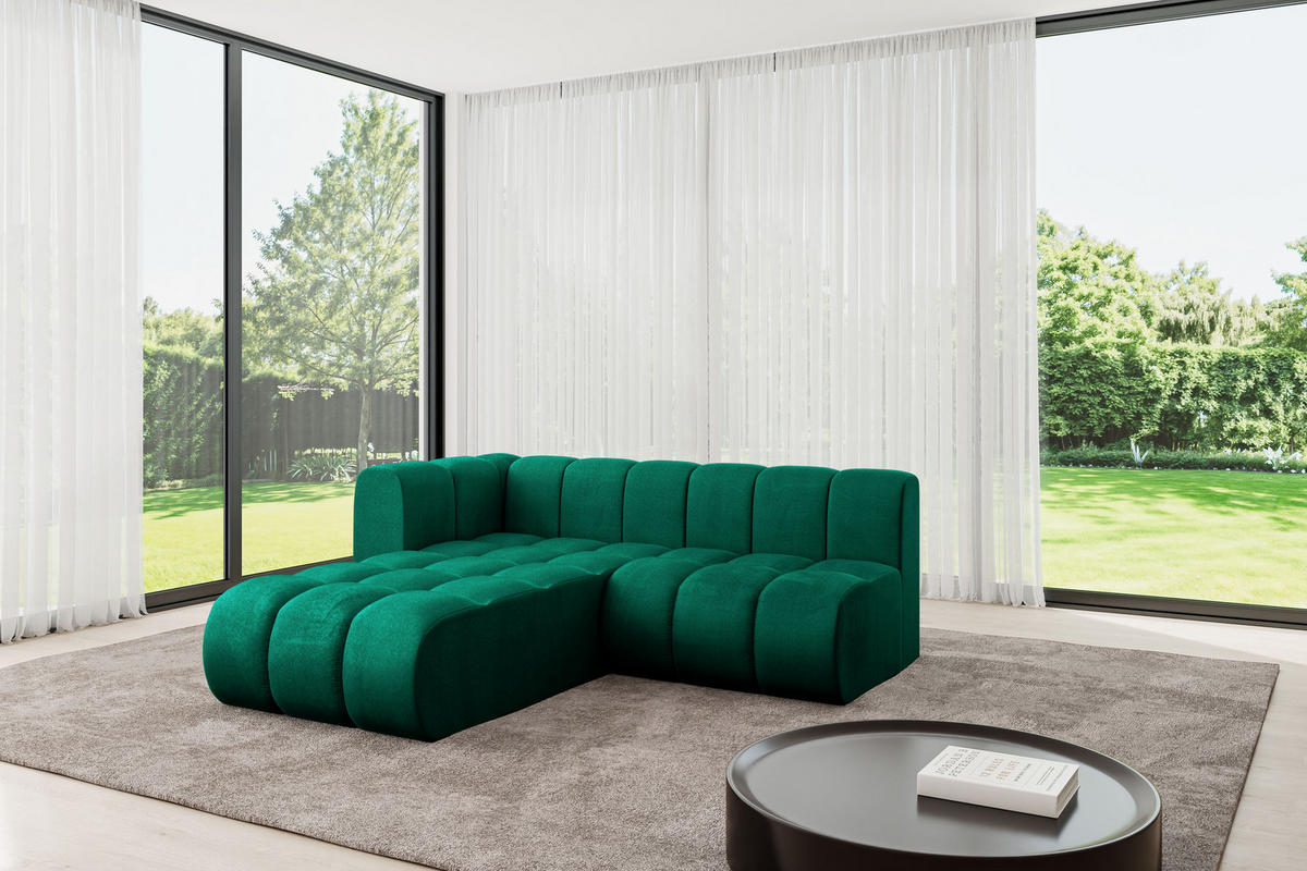 ECKSOFA modulares Sofa Darnel-L1 - 205x177x70 cm Grün - Dunkelgrün, Holzwerkstoff/Textil (205/177cm) - ALTDECOR