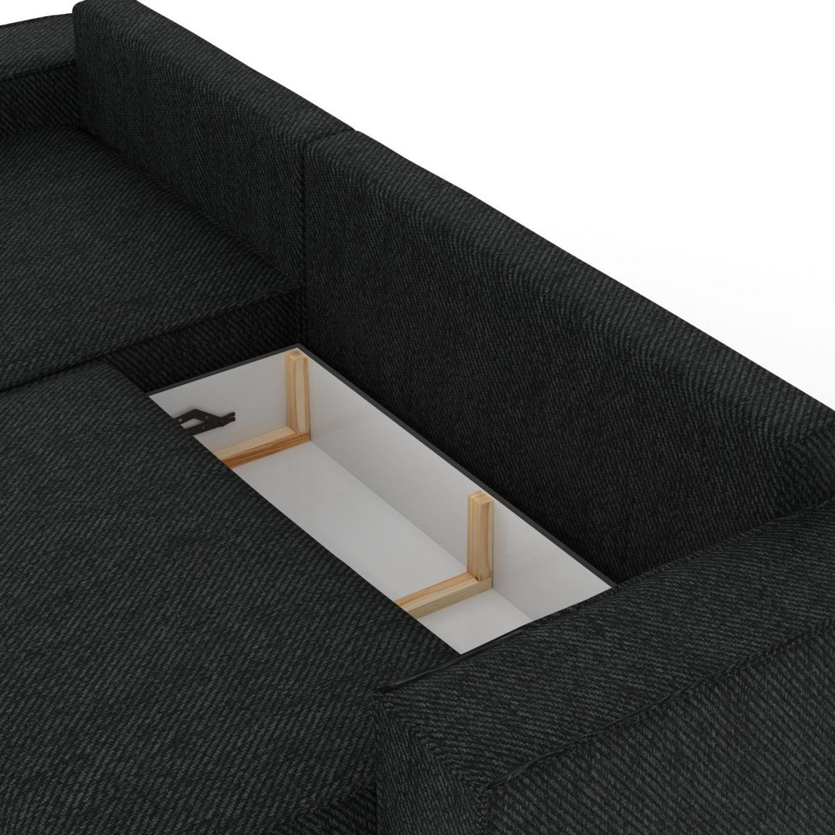 ECKSOFA TAURI mit Schlaffunktion Schwarz im Neve Stoff - Schwarz, Holz/Holzwerkstoff (294/185cm) - AltaBeds