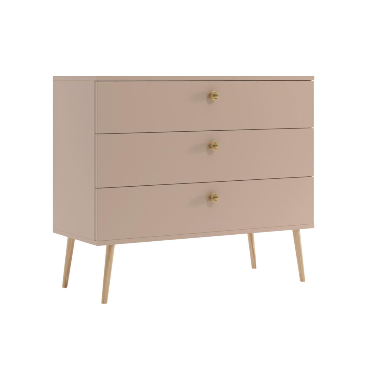 KOMMODE NATURA, 100 cm, Beige Macchiato, mit 3 Schubladen - Beige, Holz (100/85/41cm) - Excellent Home