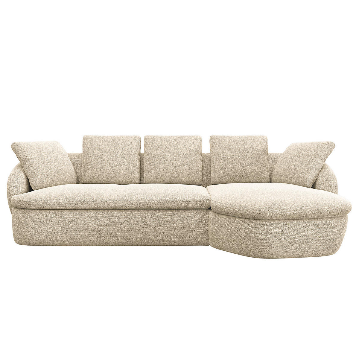 ECKSOFA mit Longchair - Creme/Schwarz, Kunststoff/Textil (276/146cm) - home24