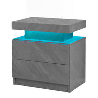 NACHTTISCH 50/53/36 cm Dunkelgrau aus Holzwerkstoff mit LED-Beleuchtung - Grau, Holzwerkstoff (50/36/53cm) - OKMYHOME