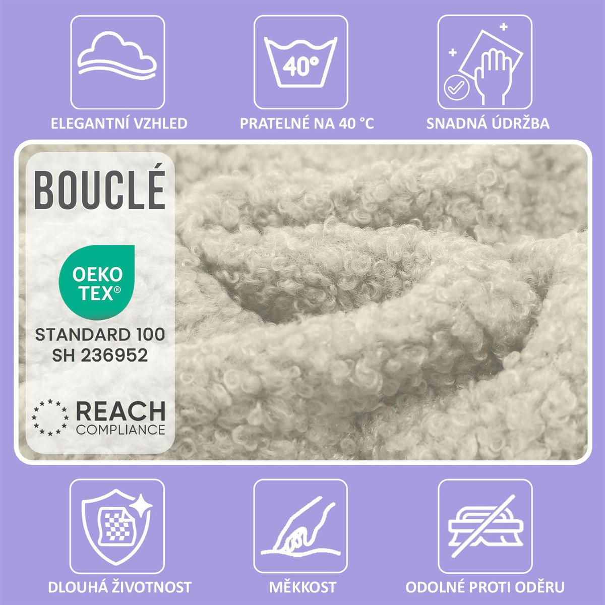SITZSACK FÜR KINDER Hase 75/75/55 cm, weicher Bouclé 315 g/m², abnehmbarer Bezug, Lamb Cloud - Creme, Textil (75/55/75cm) - Dreamroots