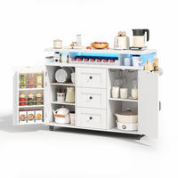 KÜCHENINSEL 138/60/93 cm aus MDF mit klappbarer Arbeitsplatte und LED-Beleuchtung Weiß - Weiß, Holzwerkstoff (138/93/60cm) - Modenvie