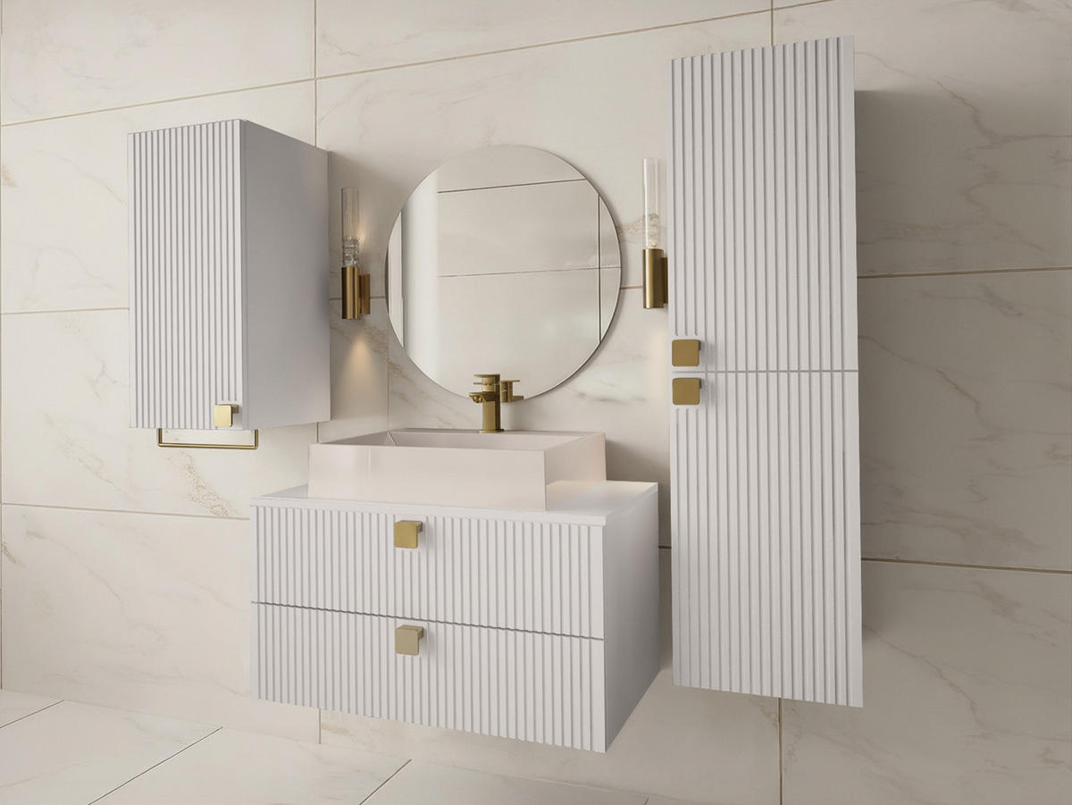 BADMÖBEL-SET Gariano I - Goldfarben/Weiß, Holzwerkstoff/Kunststoff (80/42/46cm) - MIRJAN24