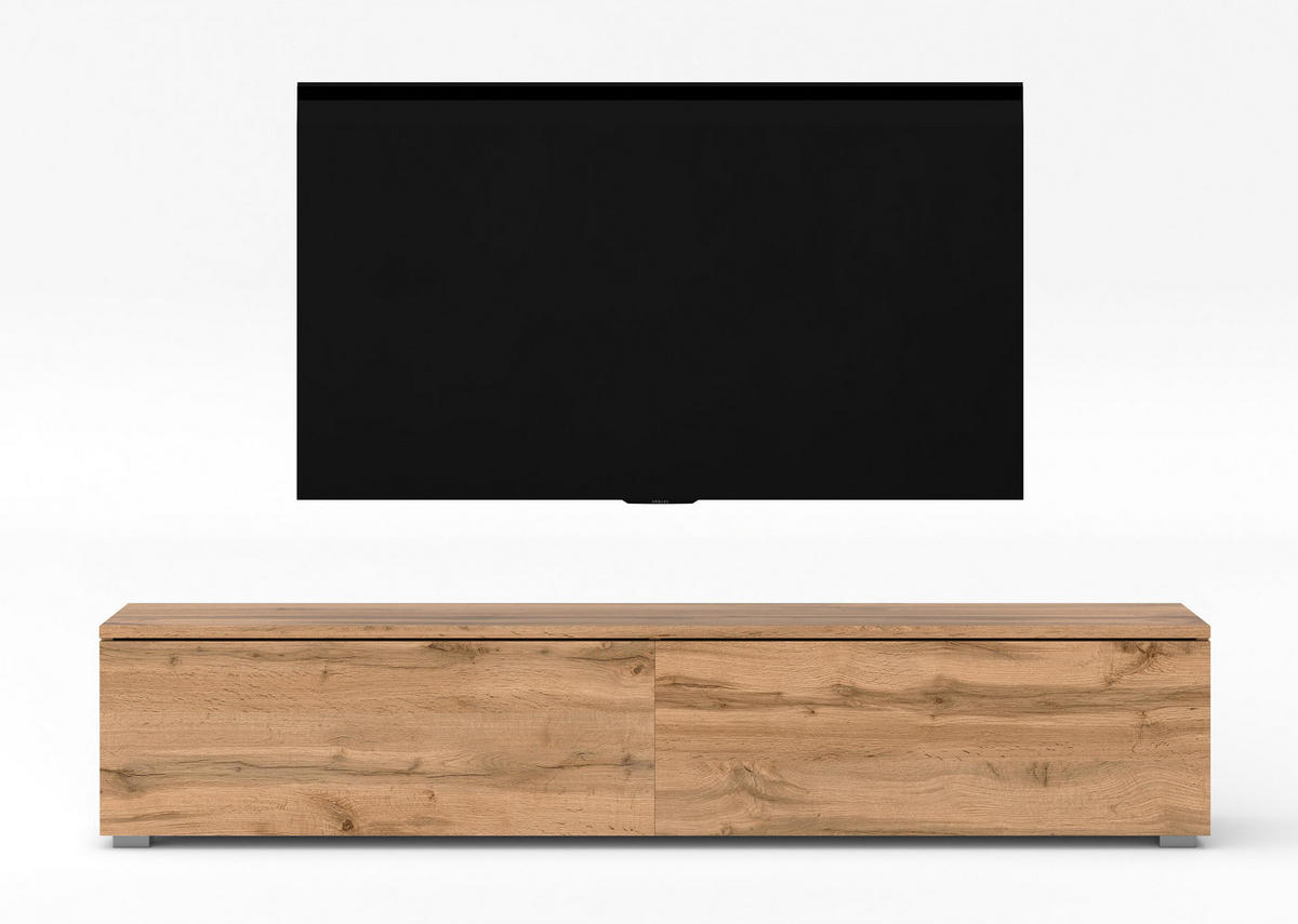 LOWBOARD Loriano 180 Eiche Wotan 180/36,5/32 cm – Hängend und Stehend - Braun, Holzwerkstoff/Kunststoff (180/36.5/32cm) - AX Living