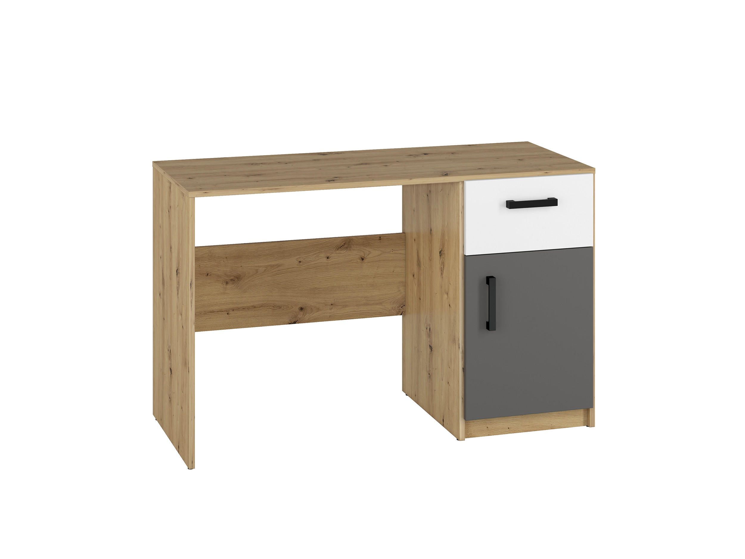 SCHREIBTISCH Fini Artisan Eiche / weiß / anthrazit 120 / 53 / 76cm - Anthrazit/Braun, Holz/Holzwerkstoff (53/120/76cm) - Feldmann-Wohnen