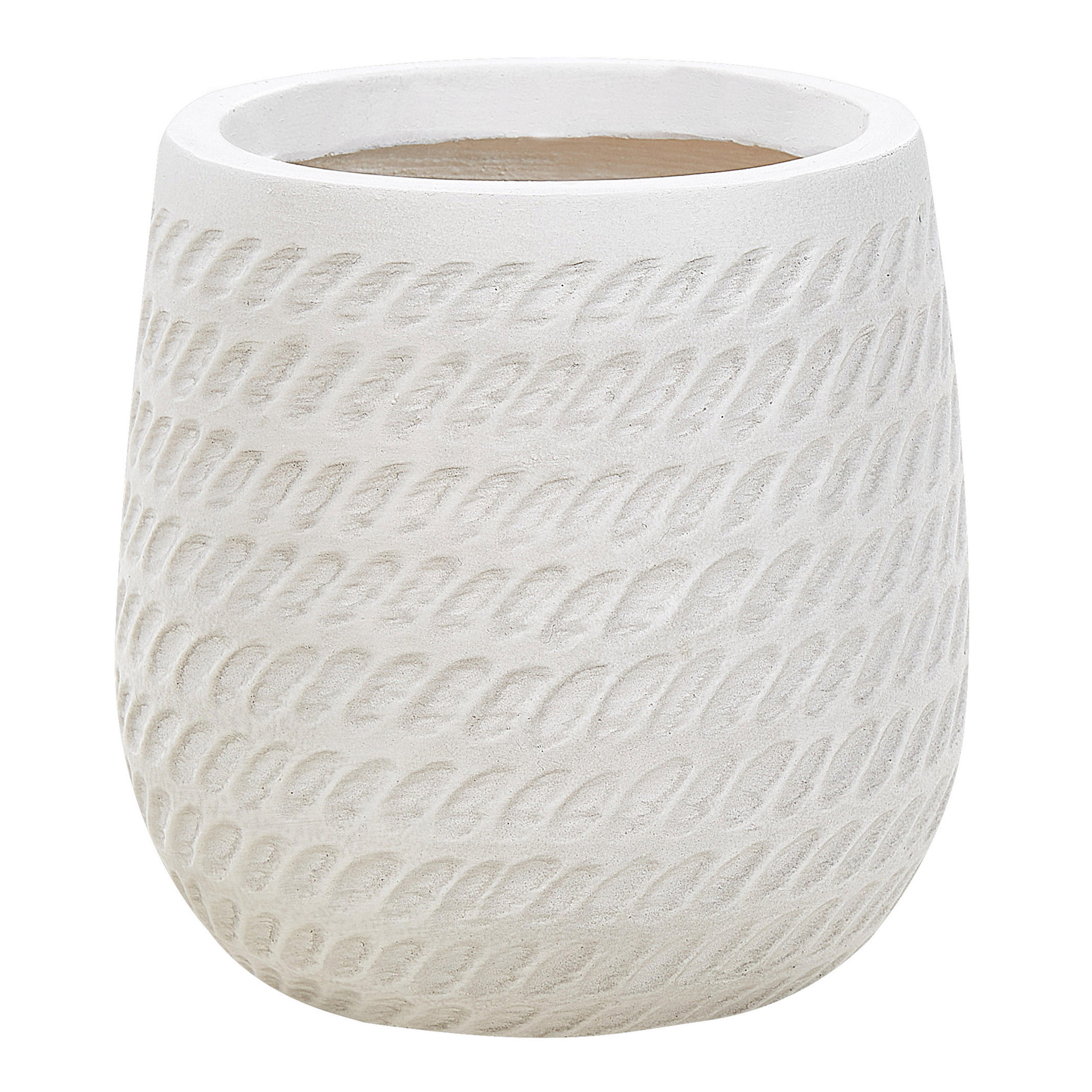 BLUMENTOPF cremeweiß rund 19/19/22 cm Livadia - Weiß, Naturmaterialen (22cm) - Beliani