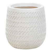BLUMENTOPF cremeweiß rund 19/19/22 cm Livadia - Weiß, Naturmaterialien (22cm) - Beliani