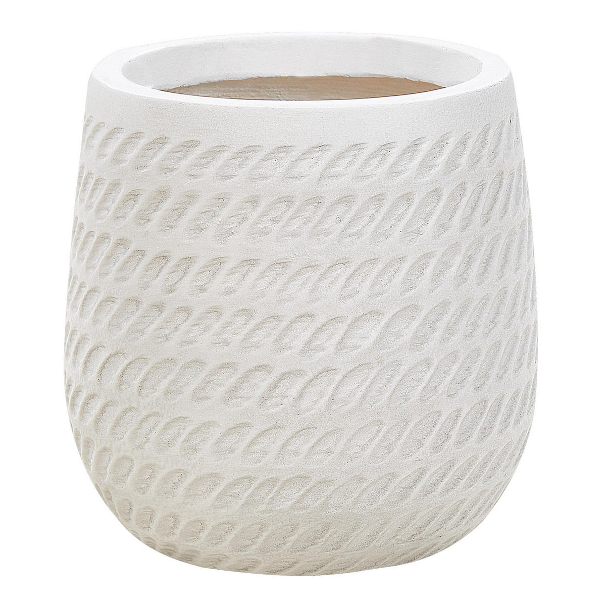 BLUMENTOPF cremeweiß rund 19/19/22 cm Livadia - Weiß, Naturmaterialien (22cm) - Beliani