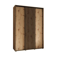 SCHWEBETÜRENSCHRANK 205,2/180/45 3-türig - Schwarz/Eiche Artisan, Holz/Metall (180/205.2/45cm) - Abiks Möbel