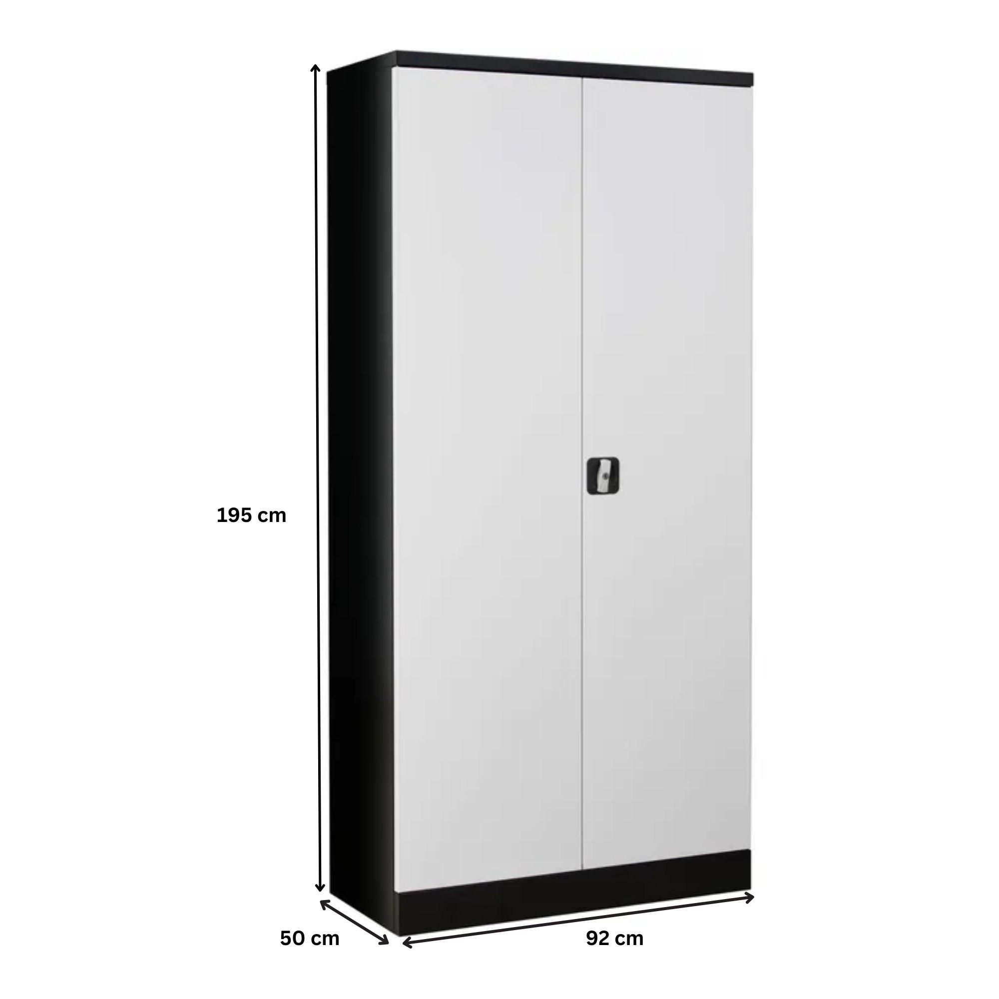 STAHLSCHRANK Bee mit 6 lackierten Fachböden 195x92x50 cm Korpusfarbe Anthrazit Frontfarbe Verkehrsweiß - Weiß, Metall (92/195/50cm)
