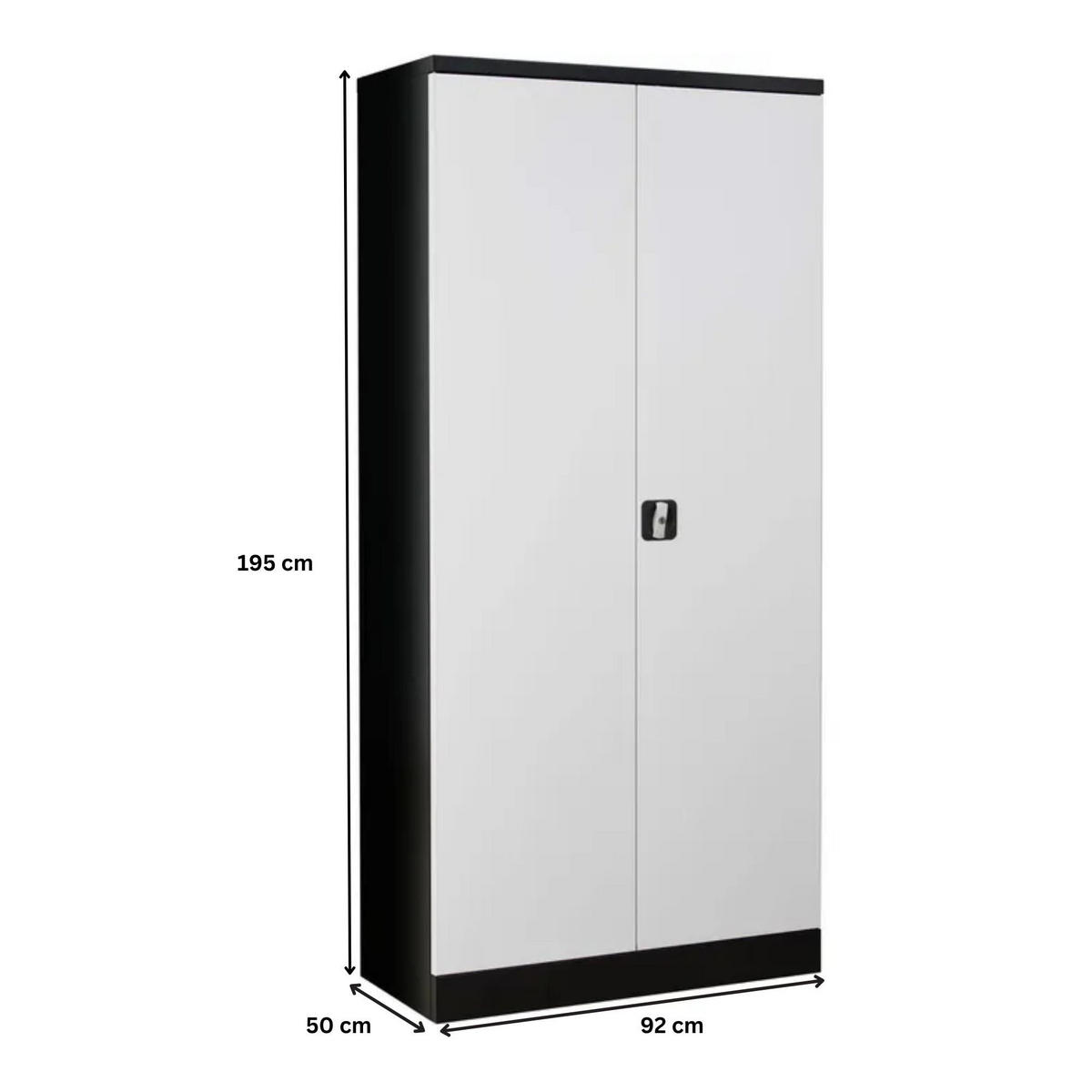 STAHLSCHRANK Bee mit 10 lackierten Fachböden 195x92x50 cm Korpusfarbe Anthrazit Frontfarbe Verkehrsweiß - Weiß, Metall (92/195/50cm)