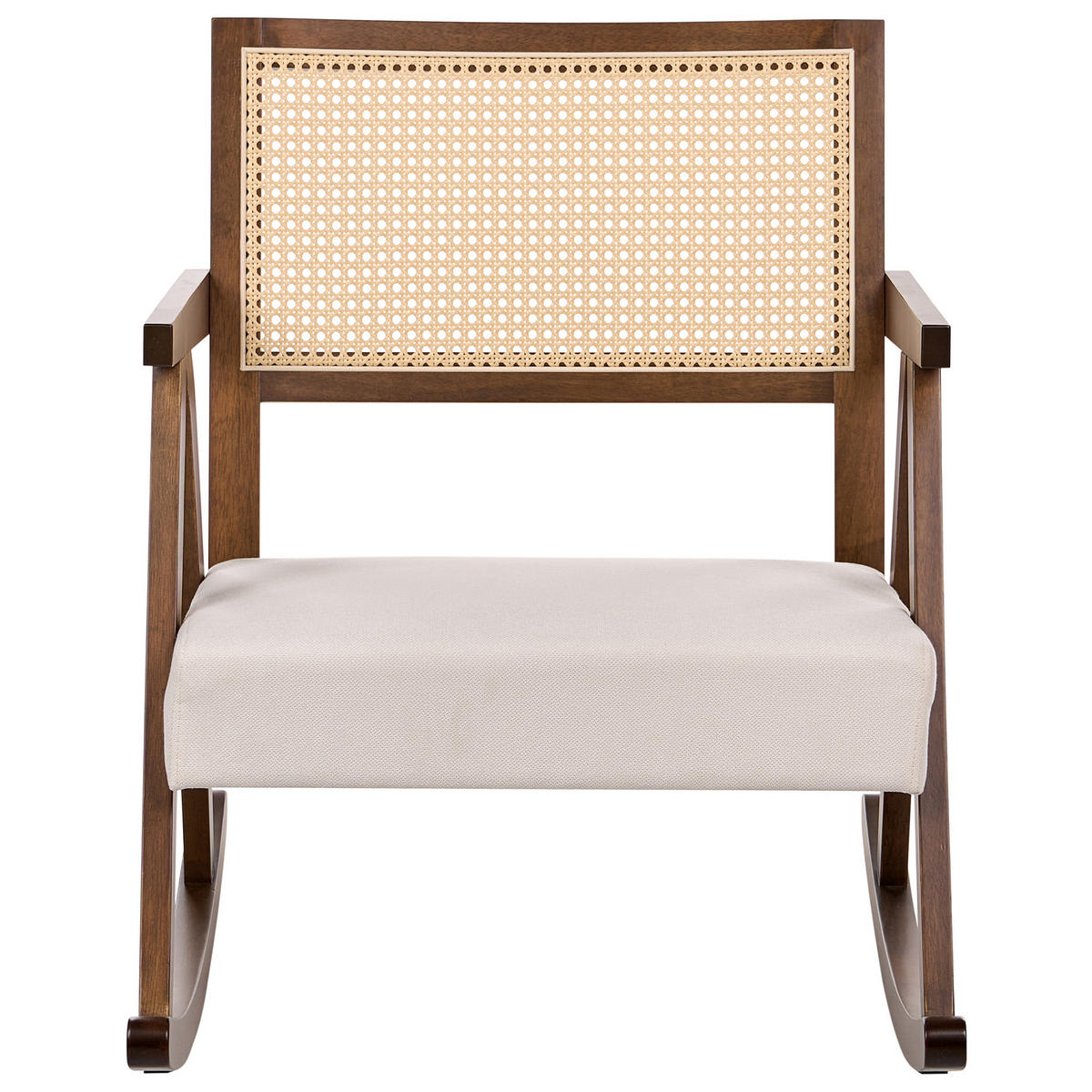 HOUPACÍ KŘESLO Dřevo Hnědé/Světle béžové Rya - hnědá/béžová, textil (65/79/78cm) - Beliani