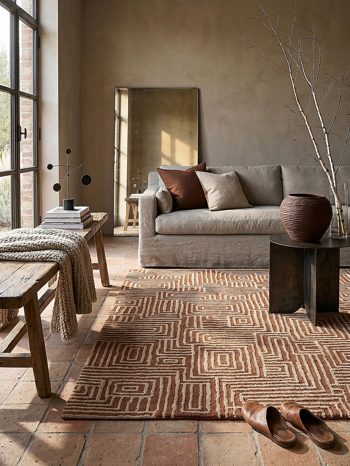 TEPPICH ARLEN, geometrisch, Terrakotta, 200 x 300 cm - Orange, Textil (300/200cm) - KADIMA DESIGN