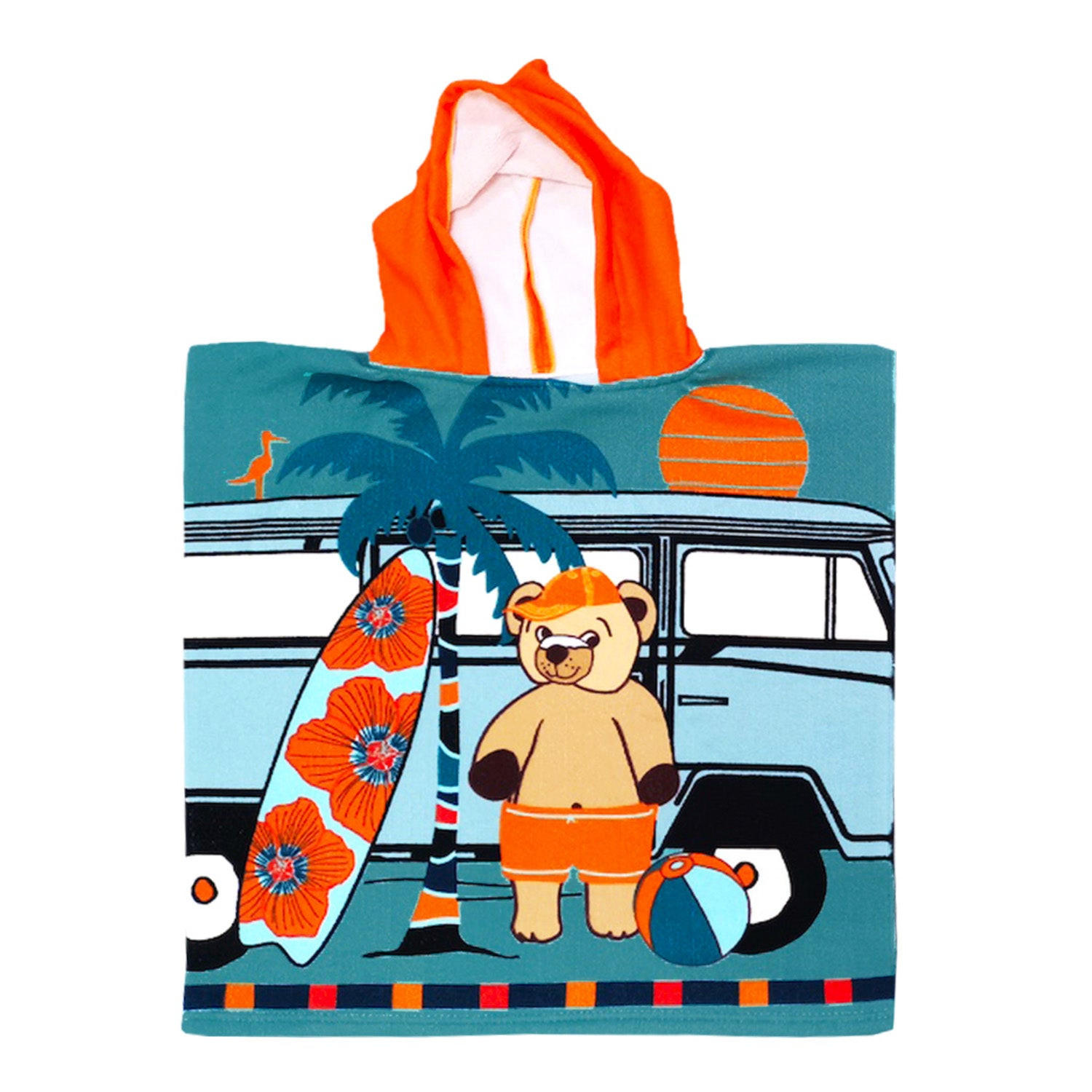 MIKROFASER PONCHO für Kinder Surfista 60x120 250 g/m² blau - Blau, Textil (Einheitsgrößenull) - LE COMPTOIR DE LA PLAGE