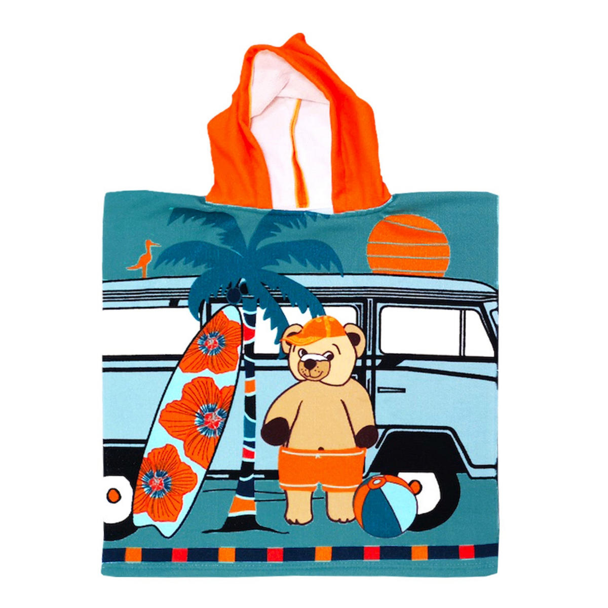MIKROFASER PONCHO für Kinder Surfista 60x120 250 g/m² blau - Blau, Textil (Einheitsgrößenull) - LE COMPTOIR DE LA PLAGE