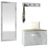 GARDEROBE Hanko Beton Oxid Optik - Hellgrau, Holzwerkstoff (160/190/33cm) - Vladon