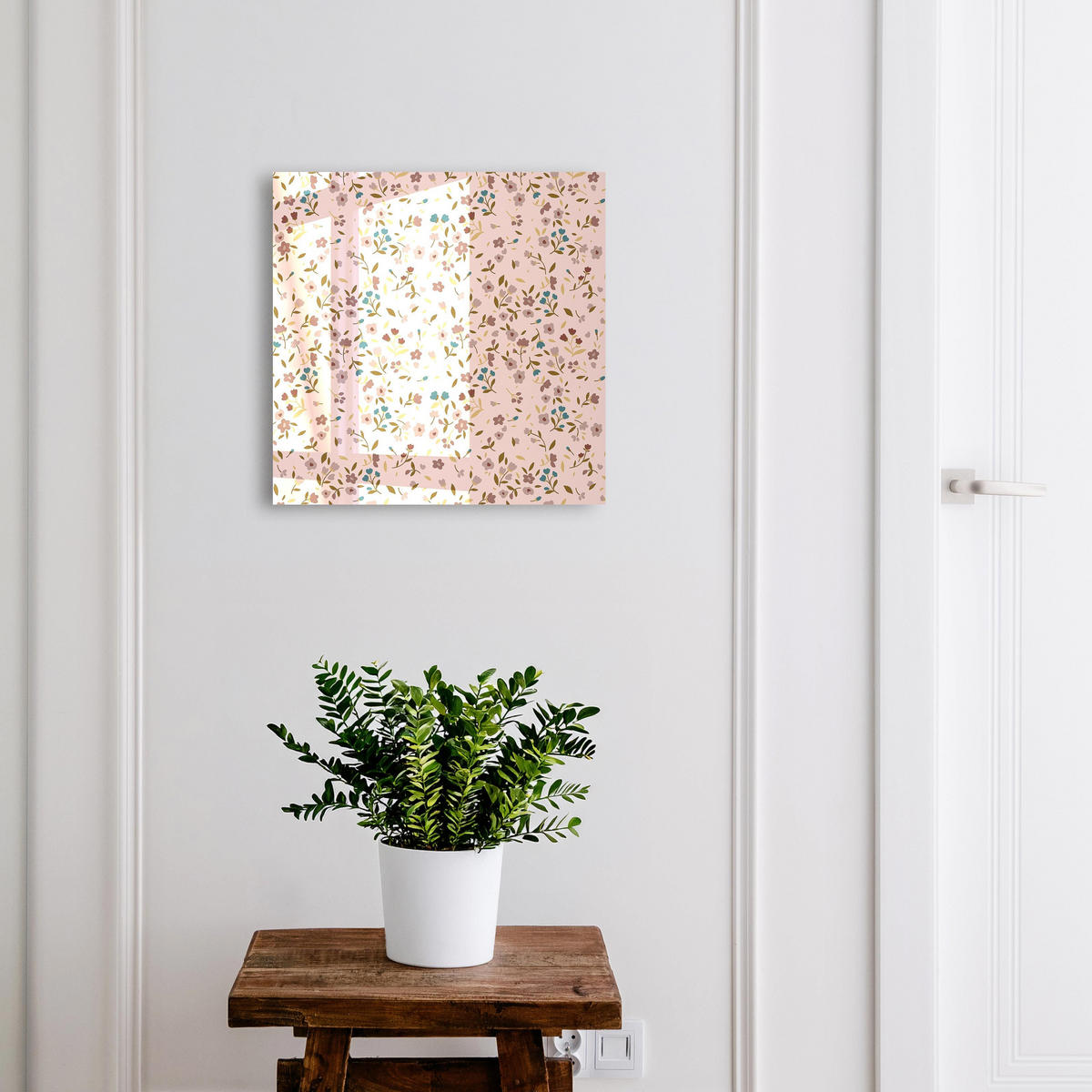SCHLÜSSELBOX Schwarz 30x30 cm- Türöffnung nach rechts - Blumenmuster - Pink, Metall (30/30/5cm) - TULUP