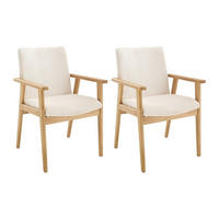 2ER-SET Stühle mit Armlehnen - Cord & Kautschukholz - Creme - FILDON - Naturfarben, Textil (58/85.5/64cm) - Vente-Unique