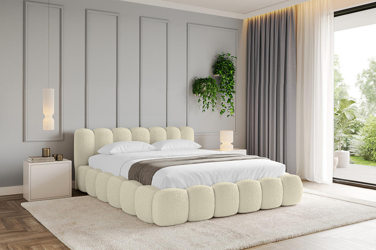 POLSTERBETT mit Bettkasten und Lattenrost, Boxbett ohne Matratze - SENA-v1 200x200 Beige - Beige, Holzwerkstoff/Textil (200/200cm) - ALTDECOR