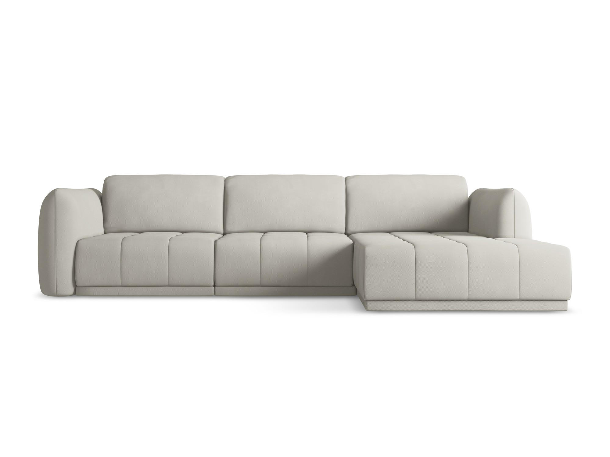 ECKSOFA Rechts Chenille Stoff Beige - Beige/Schwarz, Kunststoff/Textil (290/170cm) - Makamii