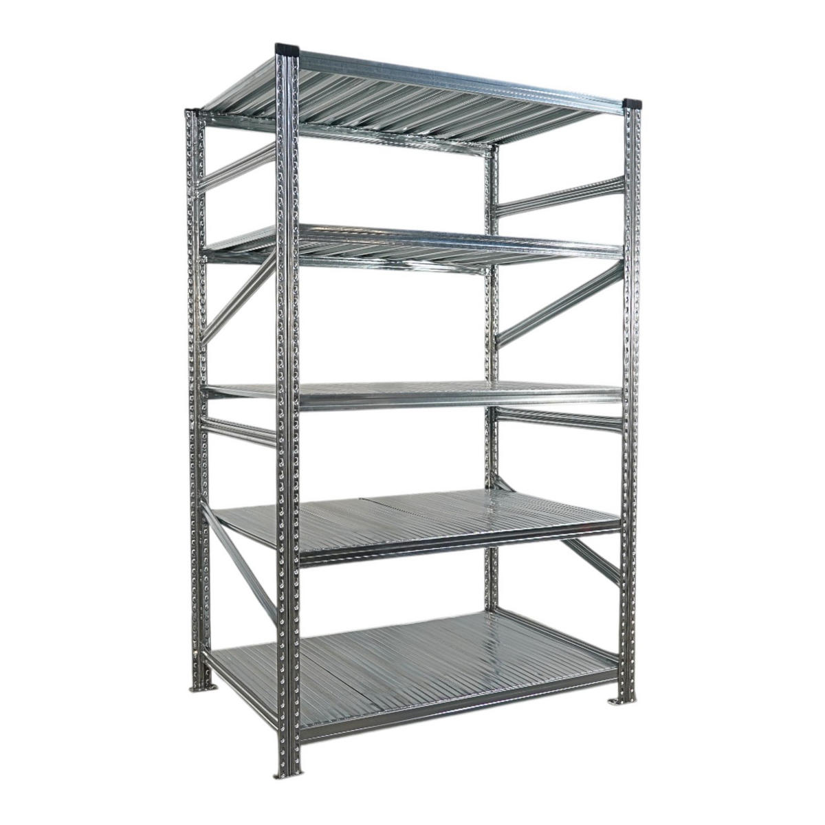 FACHBODENREGAL Proximo Stecksystem 200x600x80cm 5 Ebenen Fachlast 200 kg Beidseitig nutzbar Verzinkt - Silberfarben, Metall (600/200/80cm) - PROREGAL