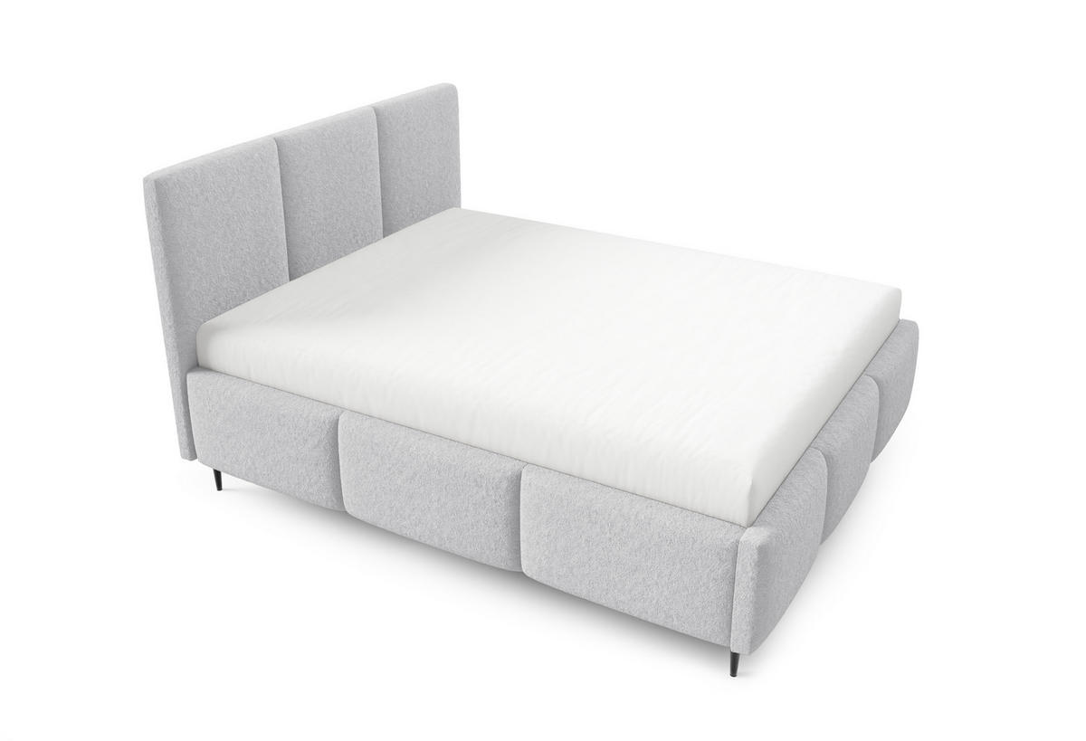 POLSTERBETT VALERIO mit Beinen mit Bettkasten, Bett 180x200,Doppelbett,Lattenrost,Boxspringbett-Optik,ohne Matratze,Schlafzimmer-Grau - Grau, Holz (180/200cm) - Furnistar