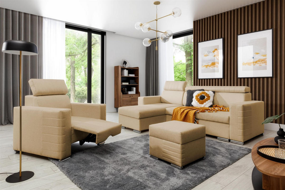 SESSEL Canton In Liverpool - Beige, Holzwerkstoff/Textil (94/92/93cm) - Fun Möbel